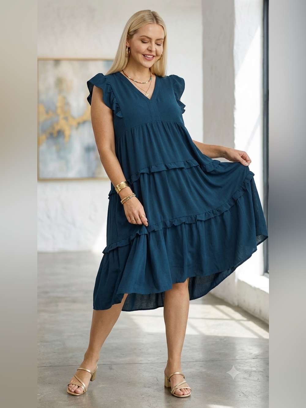 NWT Umgee Midnight Blue Midi Dress